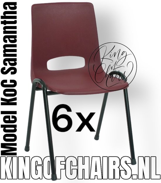 King of Chairs -Set van 6- Model KoC Samantha bordeaux met zwart onderstel. Stapelstoel kuipstoel vergaderstoel tuinstoel kantine stoel stapel stoel kantinestoelen stapelstoelen kuipstoelen arenastoel De Valk 3320 bistrostoel bezoekersstoel