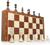 Schaakbord \ Chess figures and chessboard made of wood - Houten schaakspel, draagbaar houten schaakbord Handgemaakt schaakbordspel voor familiefeestactiviteiten 53 x 53 cm