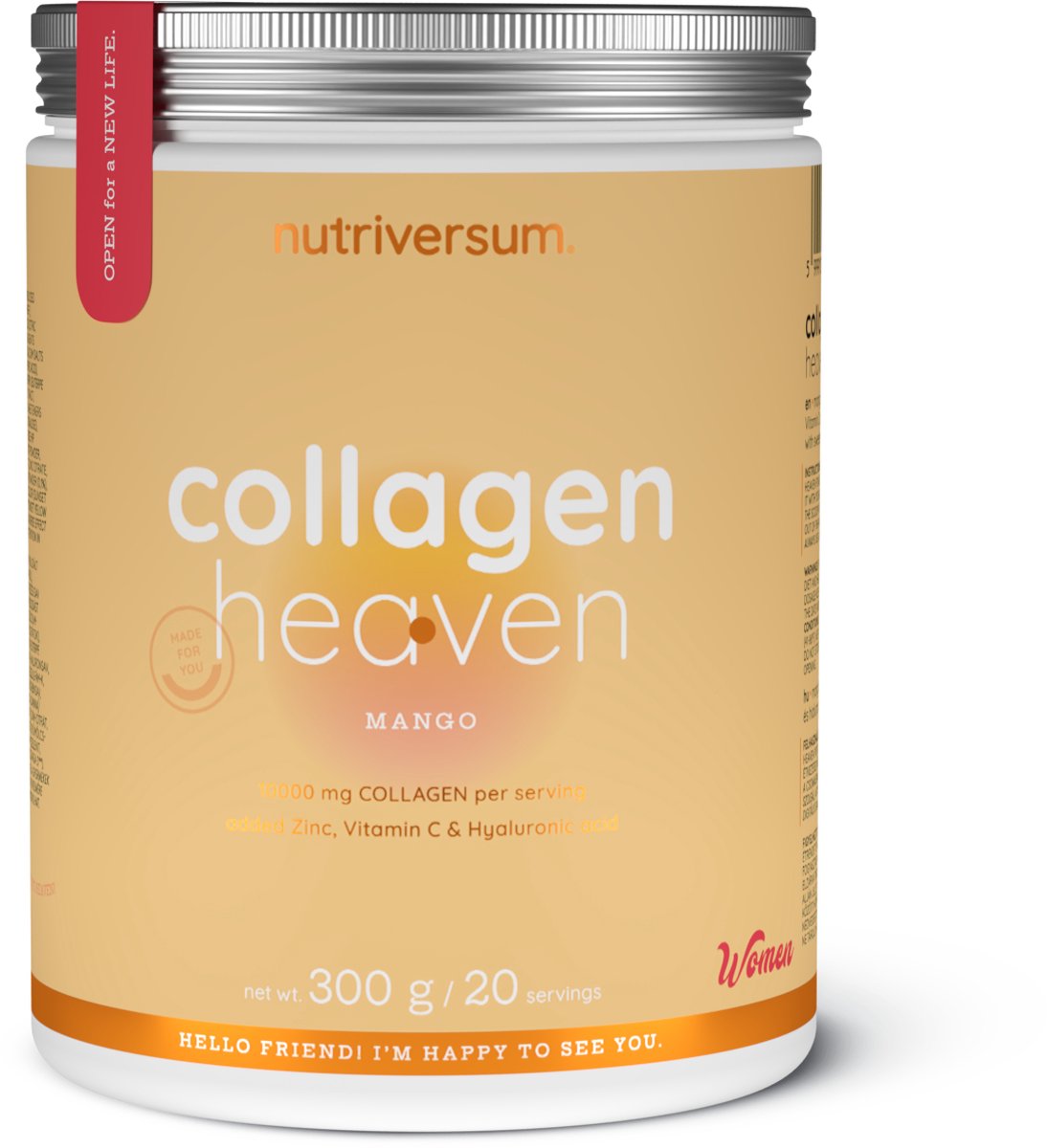 Goedkoopste Nutriversum | Rund collageen heaven | Mango | 300gr 20 servings | 10000mg collageen per serving | Hyaluronzuur | Vrouwen | Supplement | Nutriworld