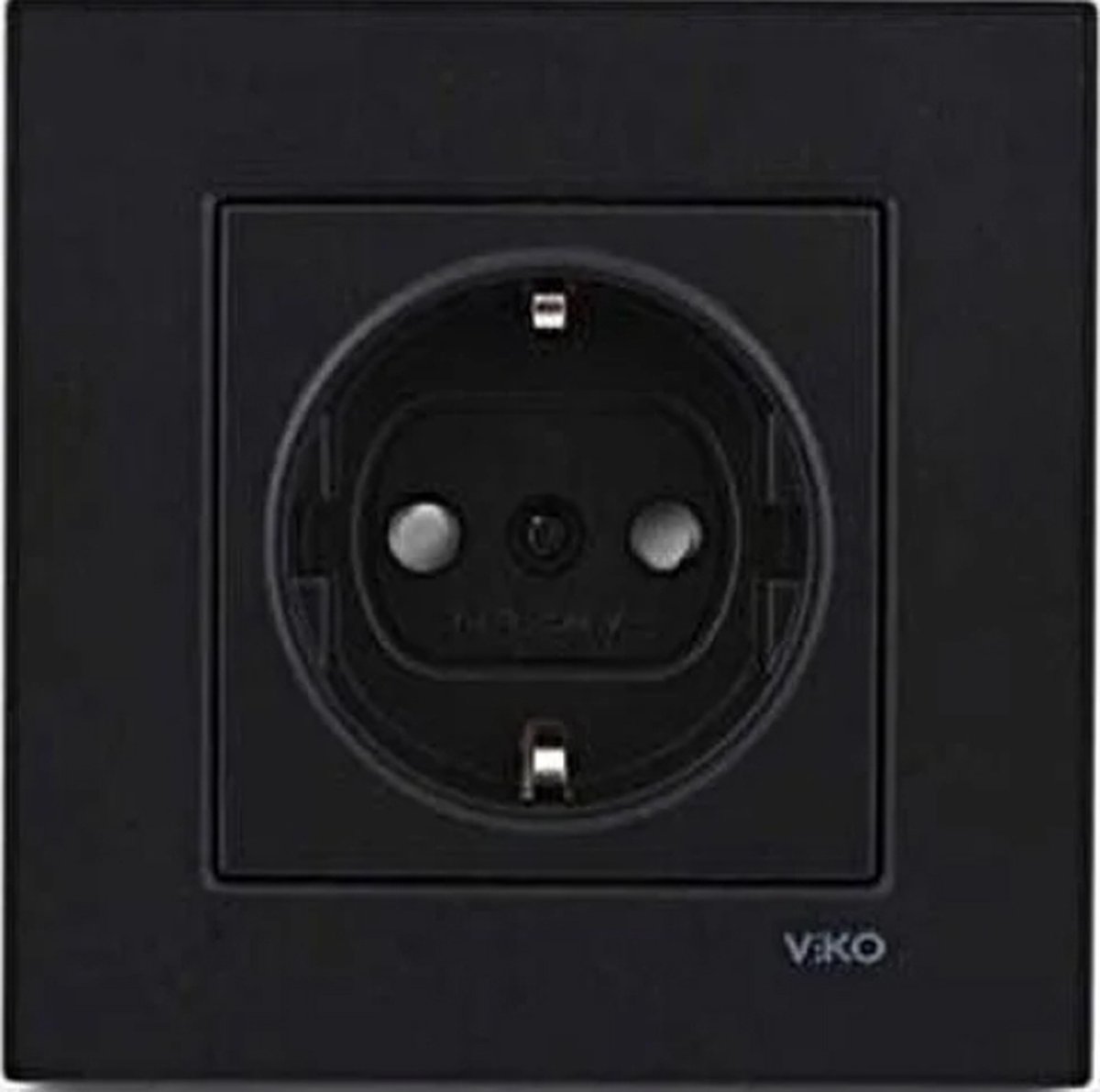 Panasonic Viko -Zwarte Wandcontactdoos-Stopcontact-Inbouw-Randaarde-Compleet