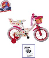 Vélo pour enfants Volare Ashley - 14 pouces - Rouge / Wit - Y compris le kit de réparation de pneus WAYS