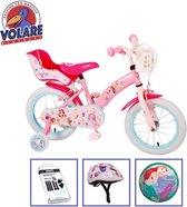 Vélo pour enfants Volare Disney Princess - 14 pouces - Rose - Deux freins à main - Casque de vélo + accessoires inclus