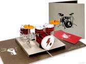 Popcards popupkaarten – Drumstel pop-up kaart | Zeer gedetailleerde muziek wenskaart Drummer Drummen Snaredrum Bassdrum Cymbals