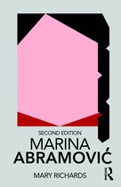 Boek 'Marina Abramović' door Mary Richards, tweede editie, met abstracte roze, rode en zwarte geometrische vormen op de voorkant.