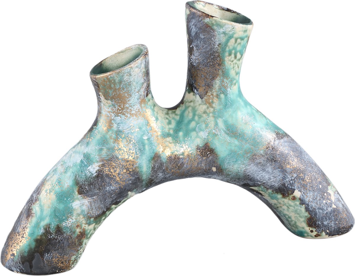 PTMD Bloempot Ayaz - 29x6x20 cm - Keramiek - Turquoise