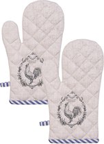 Clayre & Eef Lot de 2 gants de cuisine en Katoen beige