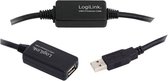 LogiLink USB-kabel USB 2.0 USB-A stekker, USB-A bus 25.00 m Zwart UA0147