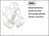 300x Luxe Ballon pearl wit 30cm - biologisch afbreekbaar - Festival feest party verjaardag landen helium lucht thema