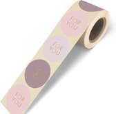 Sluitsticker - Sluitsticker XXL - For You - 5 assorti - Poeder - Rose - Nude - Lila - Mauve Pastel tinten – Taupe / Mauve - Poeder Rose / Beige l Verrassen | Envelop stickers | Cadeau – Gift – Cadeauzakje | Chique inpakken | DH Collection