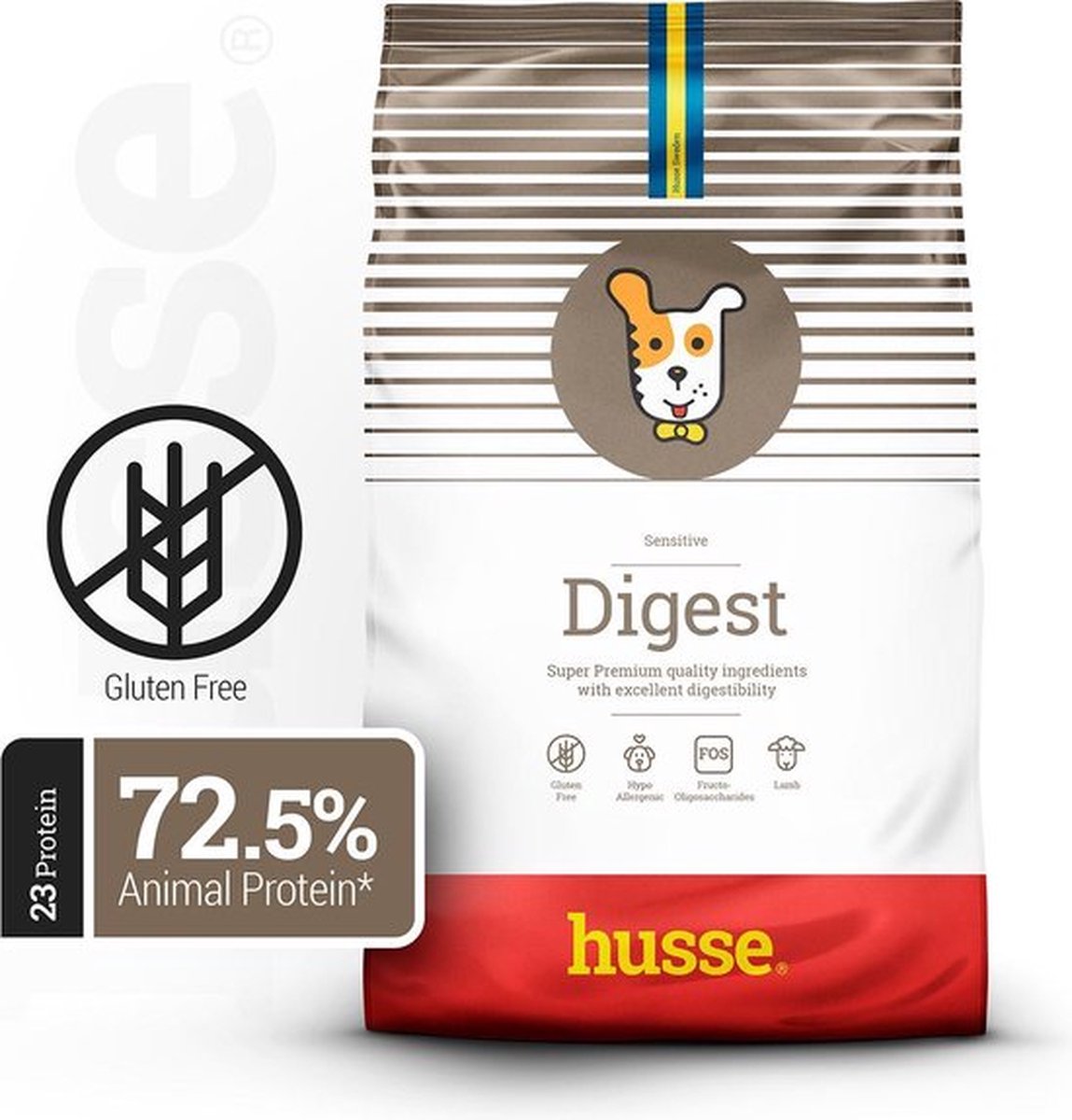 Husse Husse - Digest - Lam en Rijst - Hypoallergeen Hondenvoer, Hondenvoeding Droog, Hondenbrokken Hypoallergenic - 2 x 2 kg