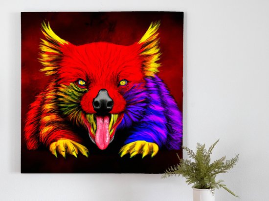 Fiery flamboyant tasmanian devil | Fiery Flamboyant Tasmanian Devil | Kunst - 60x60 centimeter op Canvas | Foto op Canvas
