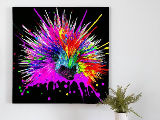 Stekelvarken explosie kunst - 80x80 centimeter op Canvas | Foto op Canvas - wanddecoratie