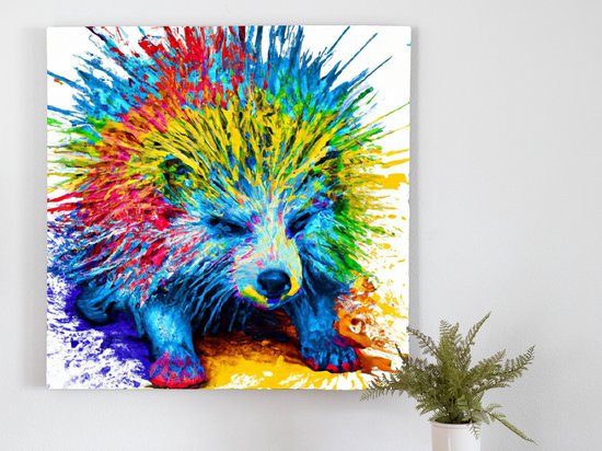 Porcupine Paint Palette kunst - 30x30 centimeter op Dibond | Foto op Dibond - wanddecoratie