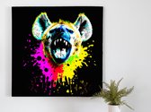 Vibrant Hey Hyena Splatter kunst - 30x30 centimeter op Canvas | Foto op Canvas - wanddecoratie
