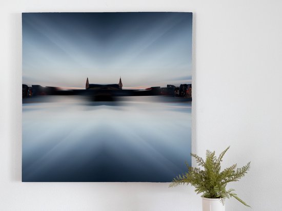 Amsterdam by night | Amsterdam by Night | Kunst - 60x60 centimeter op Canvas | Foto op Canvas - wanddecoratie schilderij