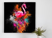 Fiery Fuchsia Flamingo kunst - 40x40 centimeter op Canvas | Foto op Canvas - wanddecoratie