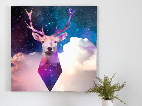 Deerest stars | Deerest stars | Kunst - 60x60 centimeter op Canvas | Foto op Canvas - wanddecoratie schilderij