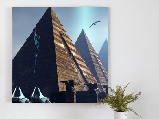 De constructie van de piramides kunst - 80x80 centimeter op Canvas | Foto op Canvas - wanddecoratie