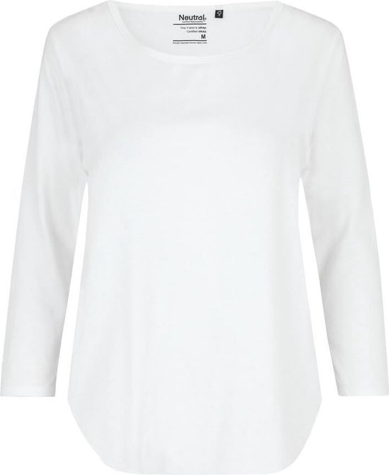 Neutral - Driekwart Mouwen T-shirt Dames - Wit - 100% Duurzaam - XL