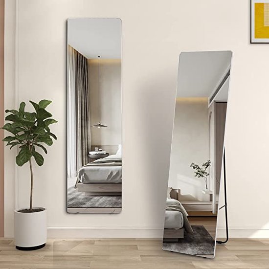 body spiegel, staande spiegel, vrijstaande lichaamsspiegel, groot en hoog, grote make-upspiegel, grote spiegel voor slaapkamer, woonkamer, kleedkamer 160 x 45 cm