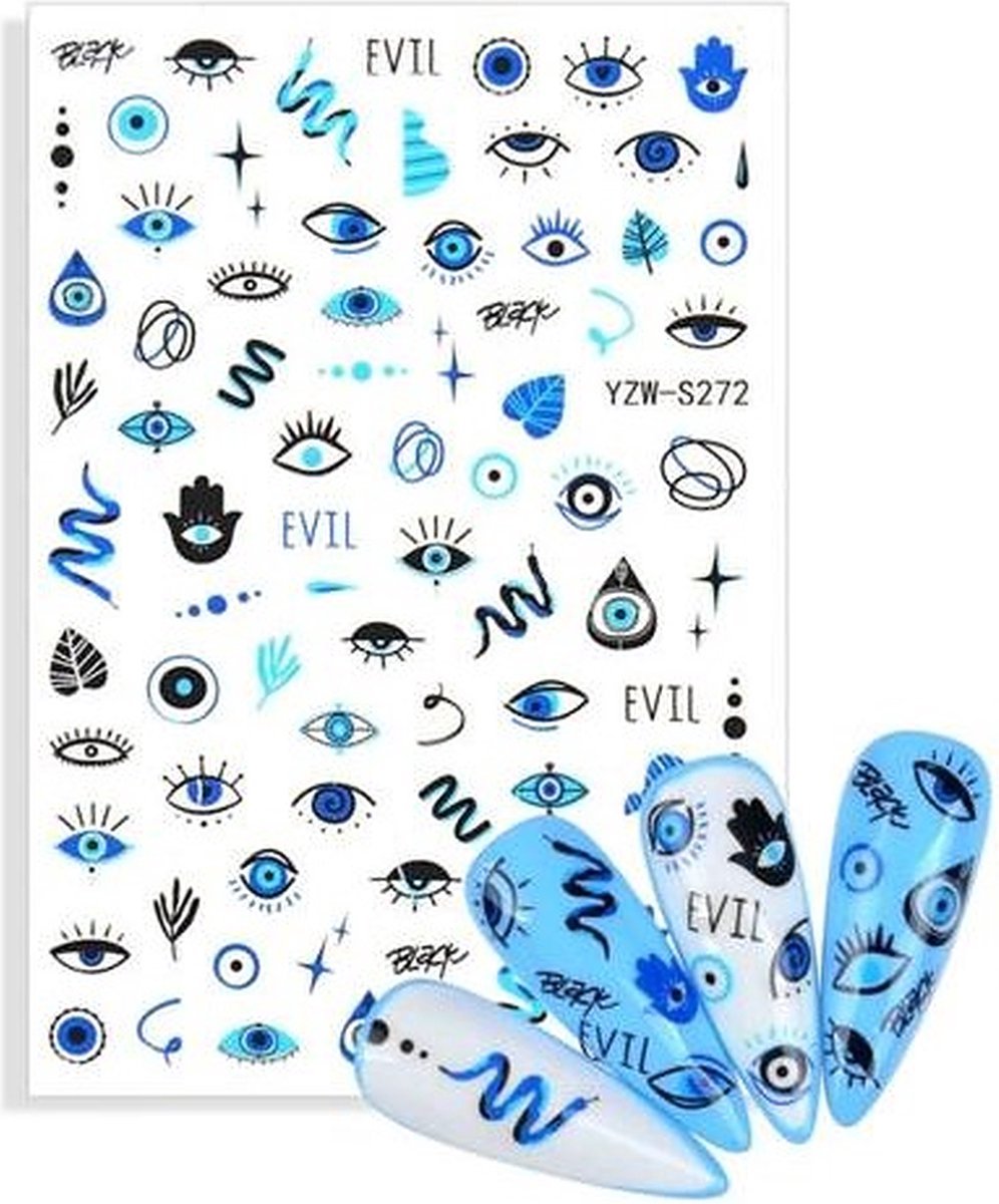 Goedkoopste Akyol - Nagel stickers - evileye - nagels - nagel sticker - 3d sticker nagel - blauwe oog sticker - stickers evileye - nazar boncuk sticker - nail sticker - turkse oog stickers - nagel blauwe oog - decoratie - stickers voor nagels - stickers - blauwe