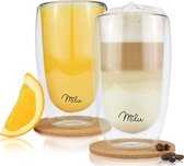 Dubbelwandig Thermo-glas Set geïsoleerd - Dubbelwandige glazen boriumsilicaatglas - Theeglas Latte Macchiato, Cappuccinoglazen, Koffieglazen (2 Drinkglazen, 450ml)