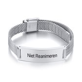 Niet Reanimeren Armband – Penning – Gegraveerd – 10mm Bar – RVS – Zilverkleurig