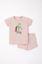 Woody pyjama meisjes/dames - multicolor gestreept - schildpad - 231-1-PZG-Z/917 - maat 140
