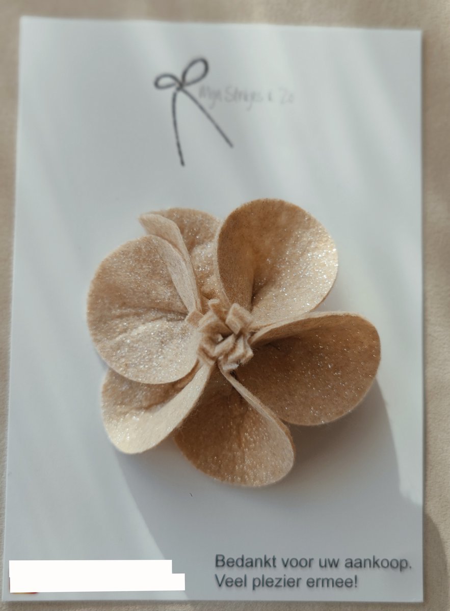 Mooie haar elastiek kwaliteit glittervilten grote bloem van 7 cm
