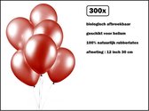 300x Luxe Ballon pearl rood 30cm - biologisch afbreekbaar - estival feest party verjaardag landen helium lucht thema