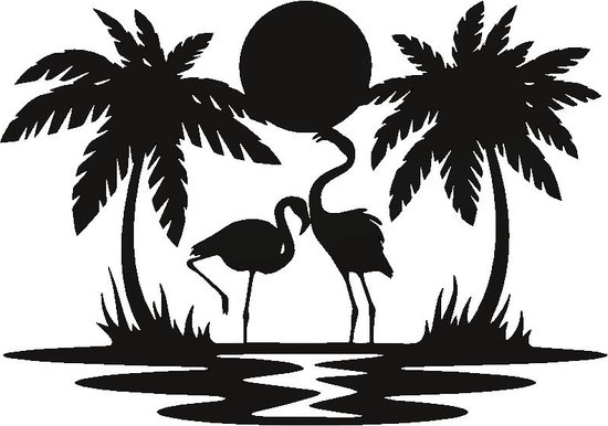 Kunst van metaal - flamingo’s - wanddecoratie industrieel - zwart gepoedercoat - staal - metaal
