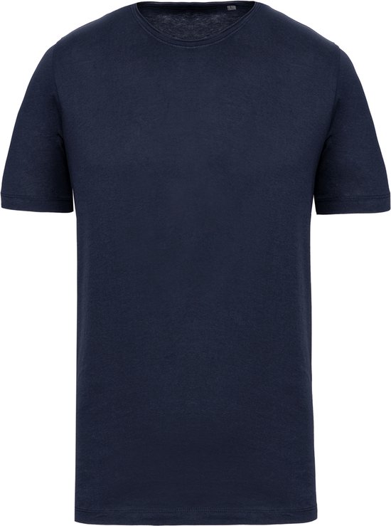 Biologisch T-shirt met onafgewerkte hals korte mouwen Kariban Donkerblauw - M