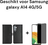 Samsung Galaxy A14 4G & 5G | Boekje zwart + 1x privacy screen protector | Bookcase black + 1x privacy tempered glass