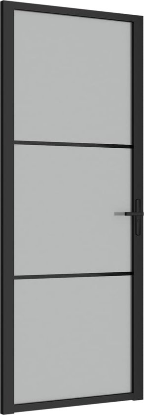 vidaXL-Binnendeur-83x201,5-cm-matglas-en-aluminium-zwart