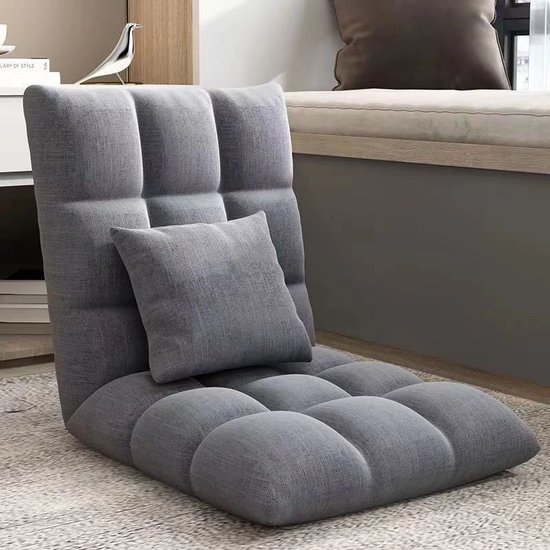 Vloerstoel Modern Grijs - Uitvouwbaar stoel & bed met kussen - Ligstoel -  Stoelbed –... | bol.com