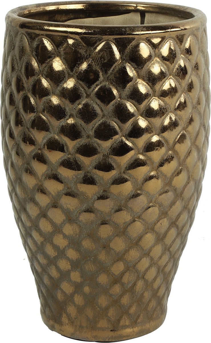 Countryfield Bloemenvaas Eldorado - terracotta - goud kleurig - 19 x 30 cm