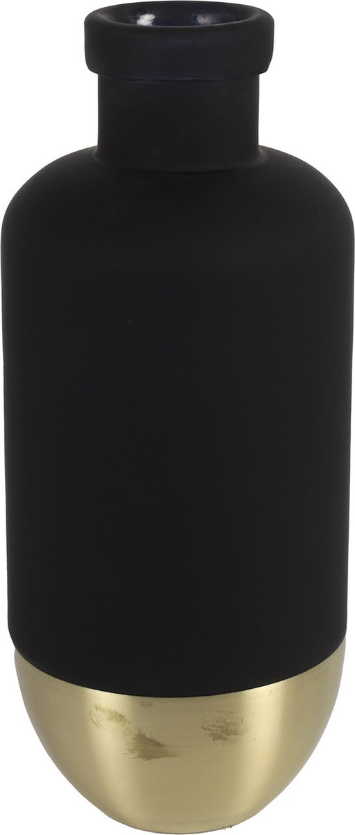Countryfield Bloemenvaas Mystik - Glas - zwart/goud - D14 x H31 cm