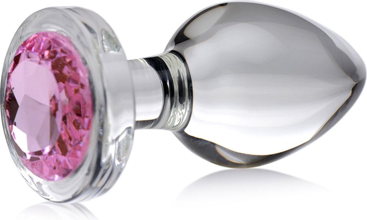 Goedkoopste Booty Sparks - Pink Gem Glazen Buttplug Met Siersteen - Roze - Drie maten Large