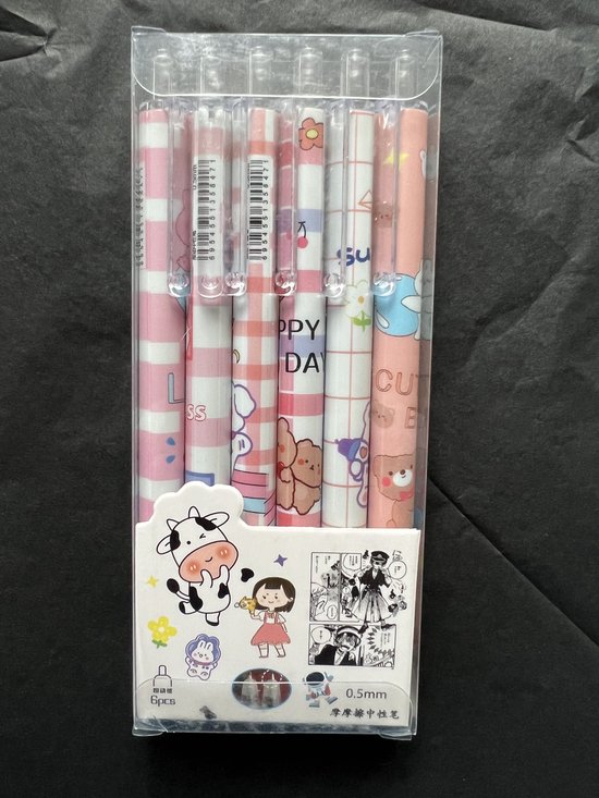 6pcs, stylos sakura, stylos roses, 0,5 mm, stylo gel, stylo de