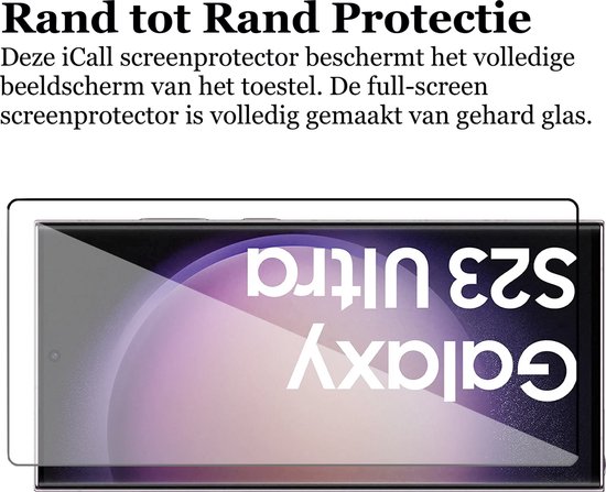 Coque Samsung Galaxy S23 Ultra - Protecteur d'écran FullGuard - Étui livre porte-cartes en Zwart et protecteur d'écran