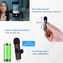 Microphone cravate noir compact avec bonnet de microphone. Taille 6cm. Fonctionne jusqu'à 20 mètres. 5 heures d'autonomie, rechargeable par USB.
