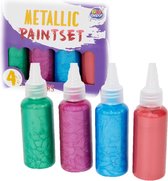 Verfset - Metallic Paintset - 4 kleuren - Verven - Schilderen - Creatief - Kids/Volwassenen - Metallic kleuren - 4x50ml