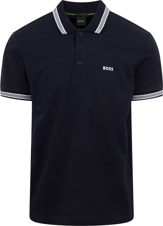 HUGO BOSS Paddy regular fit polo - polo à manches courtes pour hommes - bleu foncé (contraste) - Taille : XL
