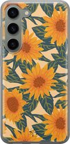 Hoesje geschikt voor Samsung Galaxy S23 - Zonnebloemen - Soft Case - TPU - Bloemen - Oranje - Mooie Telefoonhoesjes