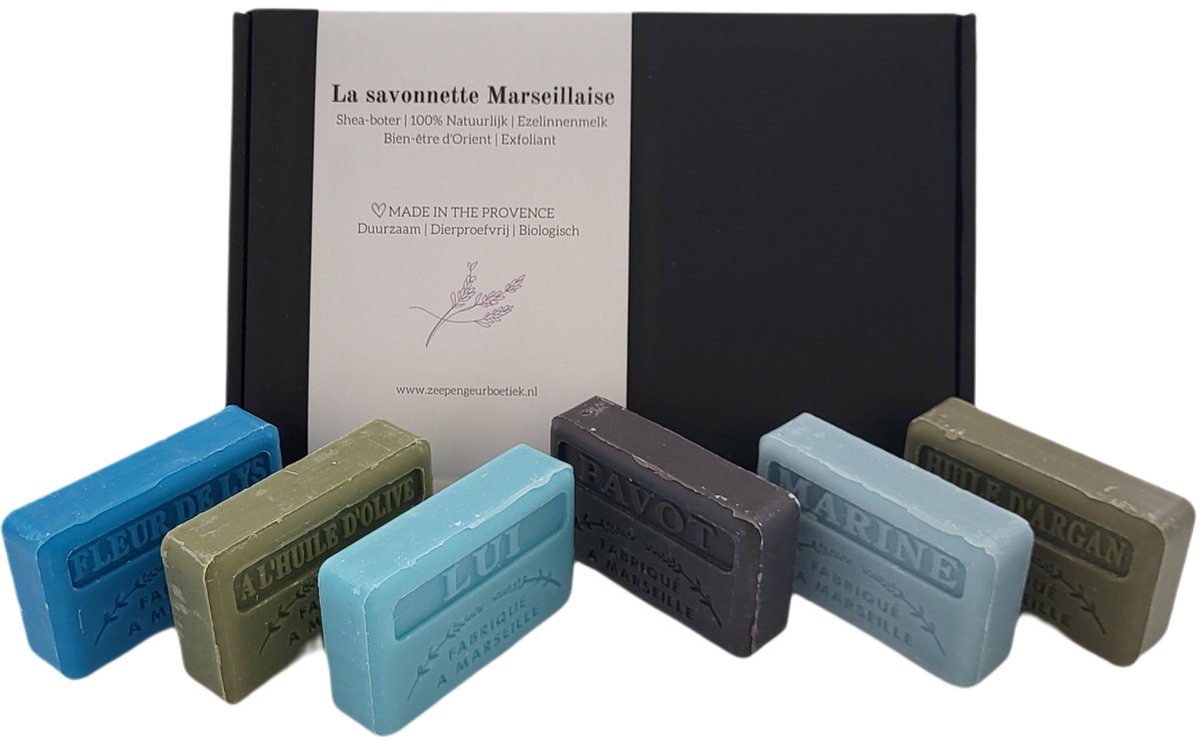 Goedkoopste Soap bar cadeauset savon de marseille zeep Fleur de lys, Lui, Marine, Opium, Huile d'argan, Huile d'olive - papa - vaderdag - valentijn cadeautje voor hem