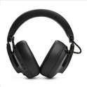 Zwarte JBL gaming headset, zijaanzicht met oorkussens en hoofdband.