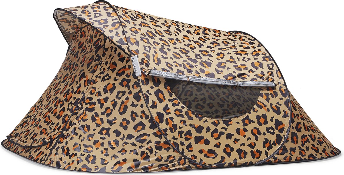 Oh Crabb - pop up tent - festival tent - speeltent - ruime 2/3 persoons tent - 215x253 cm - panter jungle - lichtgewicht - festival camping en kindertent