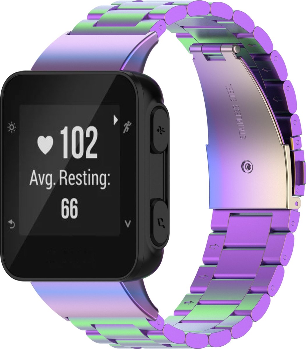 By Qubix - Stalen schakelband - Multicolor - Geschikt voor Garmin Forerunner 35 / 30