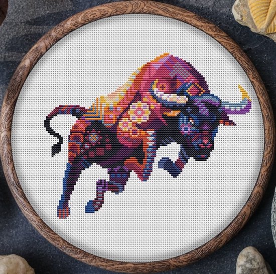 Borduurpakket Mandala Stier - telpatroon om zelf te borduren - 617