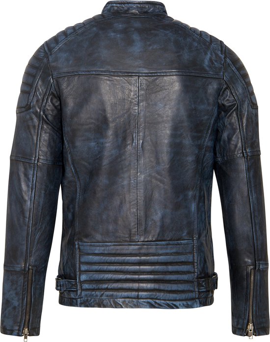 Blouson en cuir d'agneau homme Biker Ralph Denim -3XL